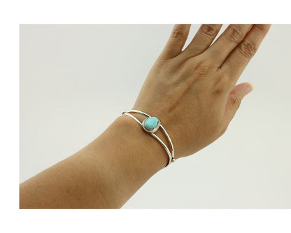 Navajo Bracelet 925 Silver Sleeping Beauty Turquoise Native Artist C.80's