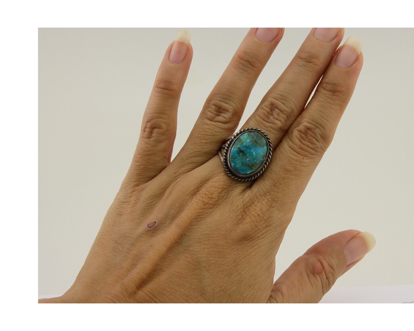 Navajo Handmade Ring 925 Silver Turquoise Native American Artist C.80's