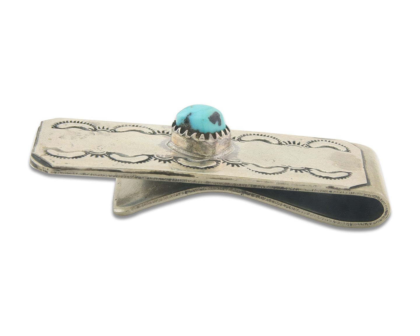 Navajo Money Clip 925 Silver & 999 Nickle Hand Stamp Native American Artist C80s