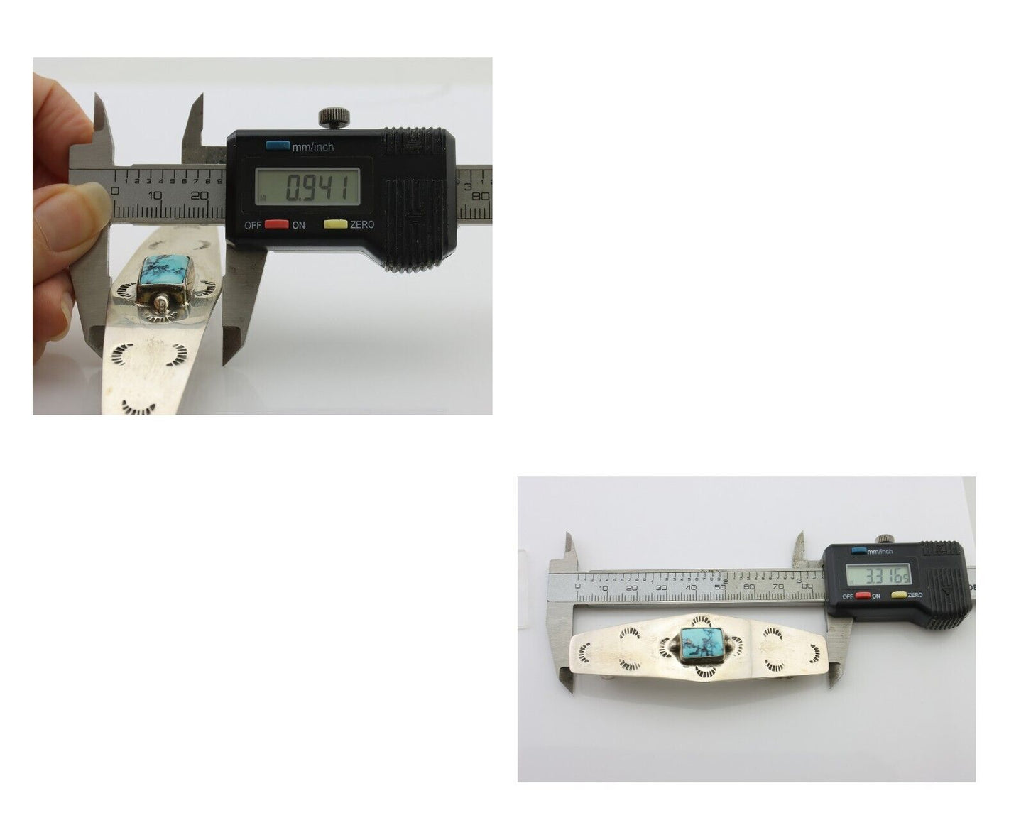 Navajo Hair Clip Barrette 925 Silver Morenci Turquoise Native Artist C.80's