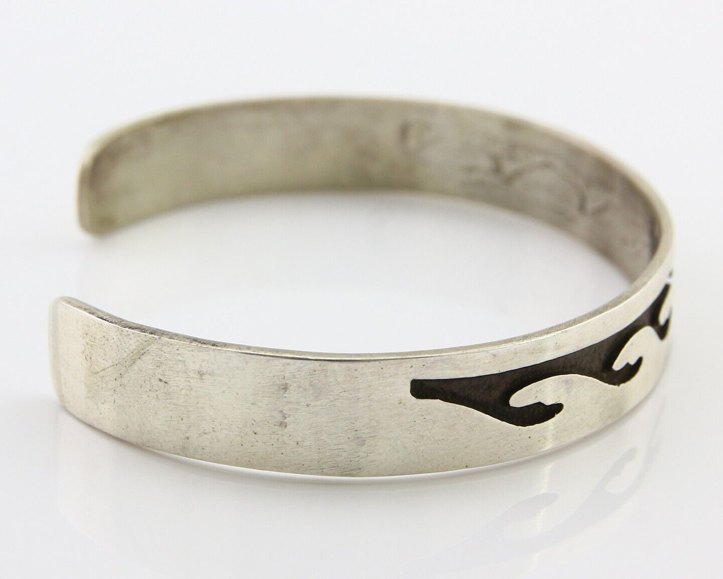 Navajo Overlay Cuff Bracelet .925 Silver Artist Signed C.80's