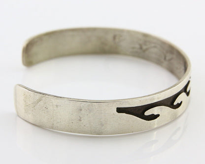 Navajo Overlay Cuff Bracelet .925 Silver Artist Signed C.80's