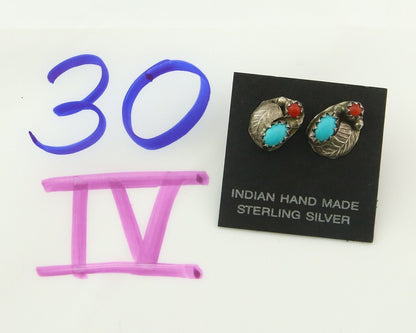 Navajo Earrings 925 Silver Natural Gemstone Native American Artist C.80's