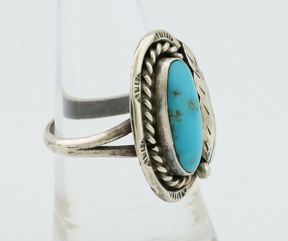 Navajo Handmade Ring 925 Silver Natural Turquoise Signed Jason Livingston C.80's