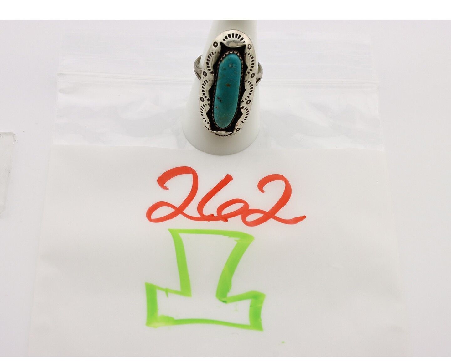 Navajo Ring 925 Silver Natural Kingman Turquoise Native American Artist C.80's