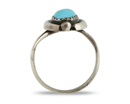 Navajo Ring 925 Silver Sleeping Beauty Artist Signed Sky Stone Creations C.80's