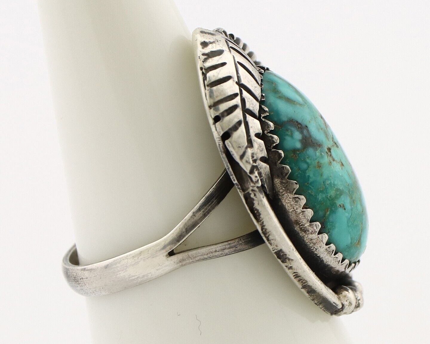 Navajo Handmade Ring 925 Silver spiderweb Turquoise Native Artist C.80's