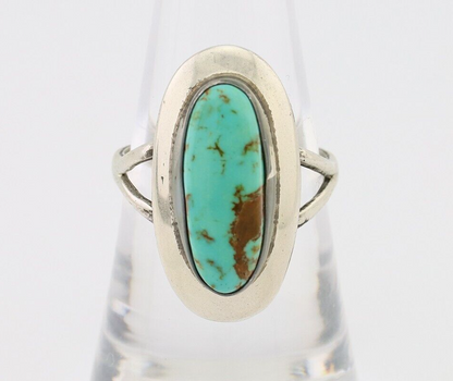 Navajo Ring 925 Silver Kingman Turquoise Artist Signed Kachina C.80's