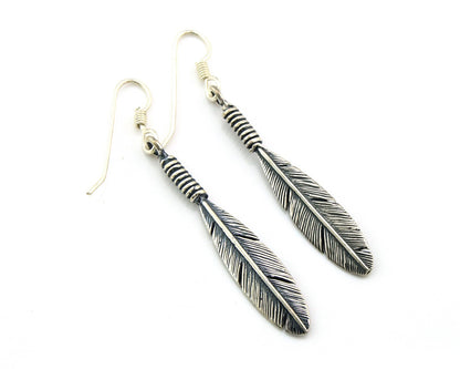 Navajo Eagle Feather Earrings Sterling Silver Dangle Vintage