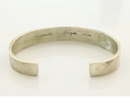 Navajo Cuff Bracelet 925 Sterling Silver Vintage Heavy Hand Stamped Signed Laner
