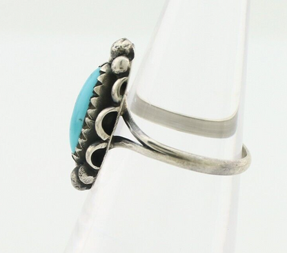 Navajo Ring 925 Silver Sleeping Beauty Turquoise Artist Signed SC C.80's