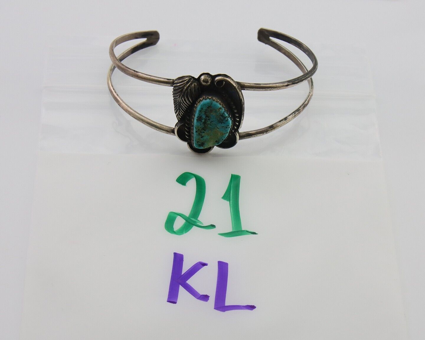 Navajo Bracelet 925 Silver Blue Turquoise Native American Artist C.80's