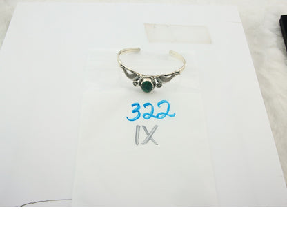 Navajo Cuff Bracelet Sterling Silver Natural Malachite Vintage Signed SN