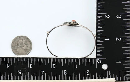 Navajo Cuff Bracelet Sterling Silver Gemstone Native American Artist C.80's