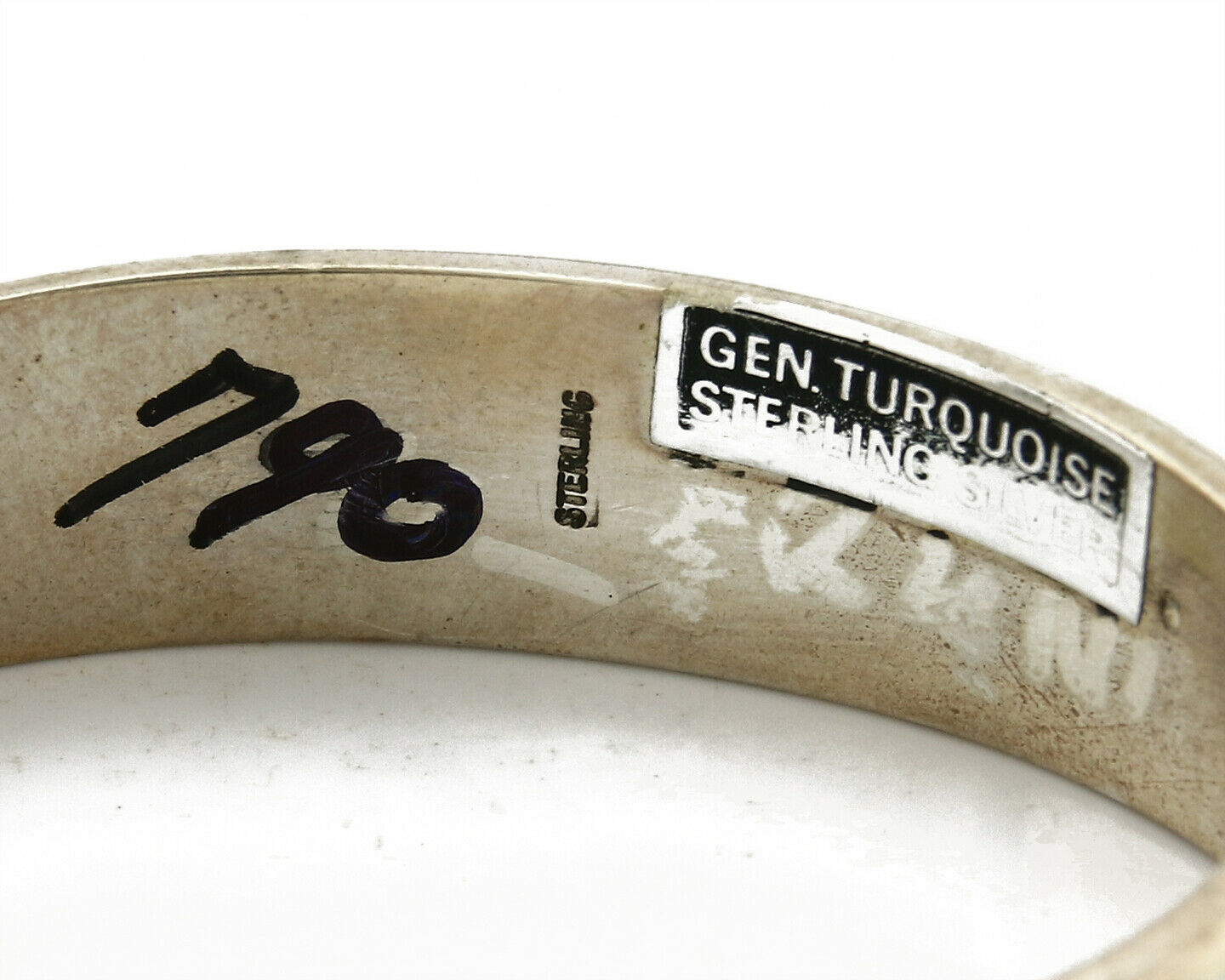 Early Artist David Freeland Inlaid Natural Gemstone .925 SOLID Silver Cuff