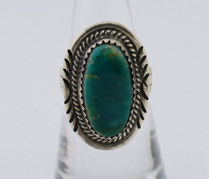 Navajo Hand Stamped Ring 925 Silver Natural Turquoise Native Artist C.80's