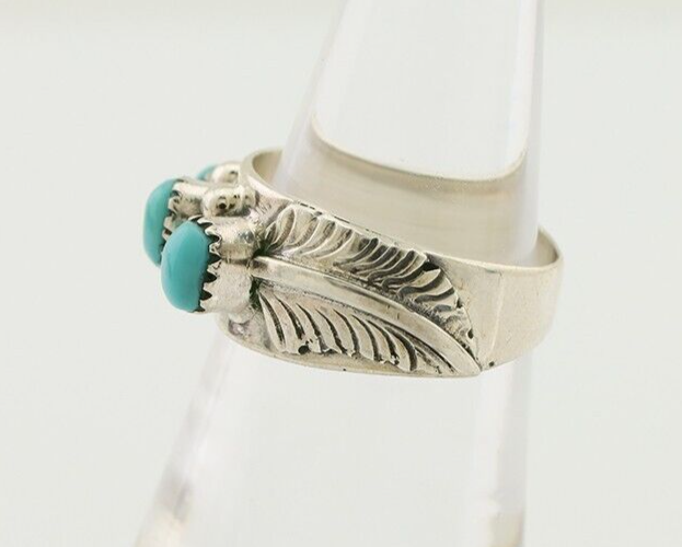 Navajo Ring 925 Silver Sleeping Beauty Turquoise Artist Signed WR C.80's