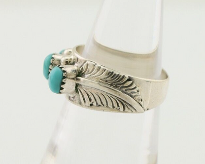 Navajo Ring 925 Silver Sleeping Beauty Turquoise Artist Signed WR C.80's