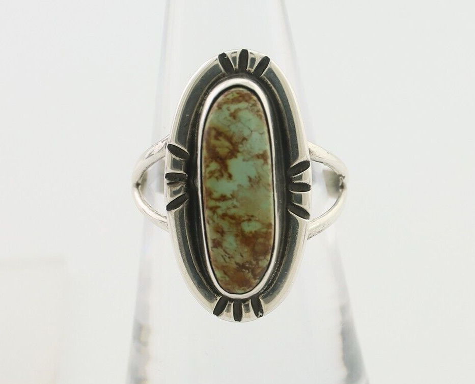 Navajo Ring 925 Silver Blue Gem Turquoise Native American Artist C.80's