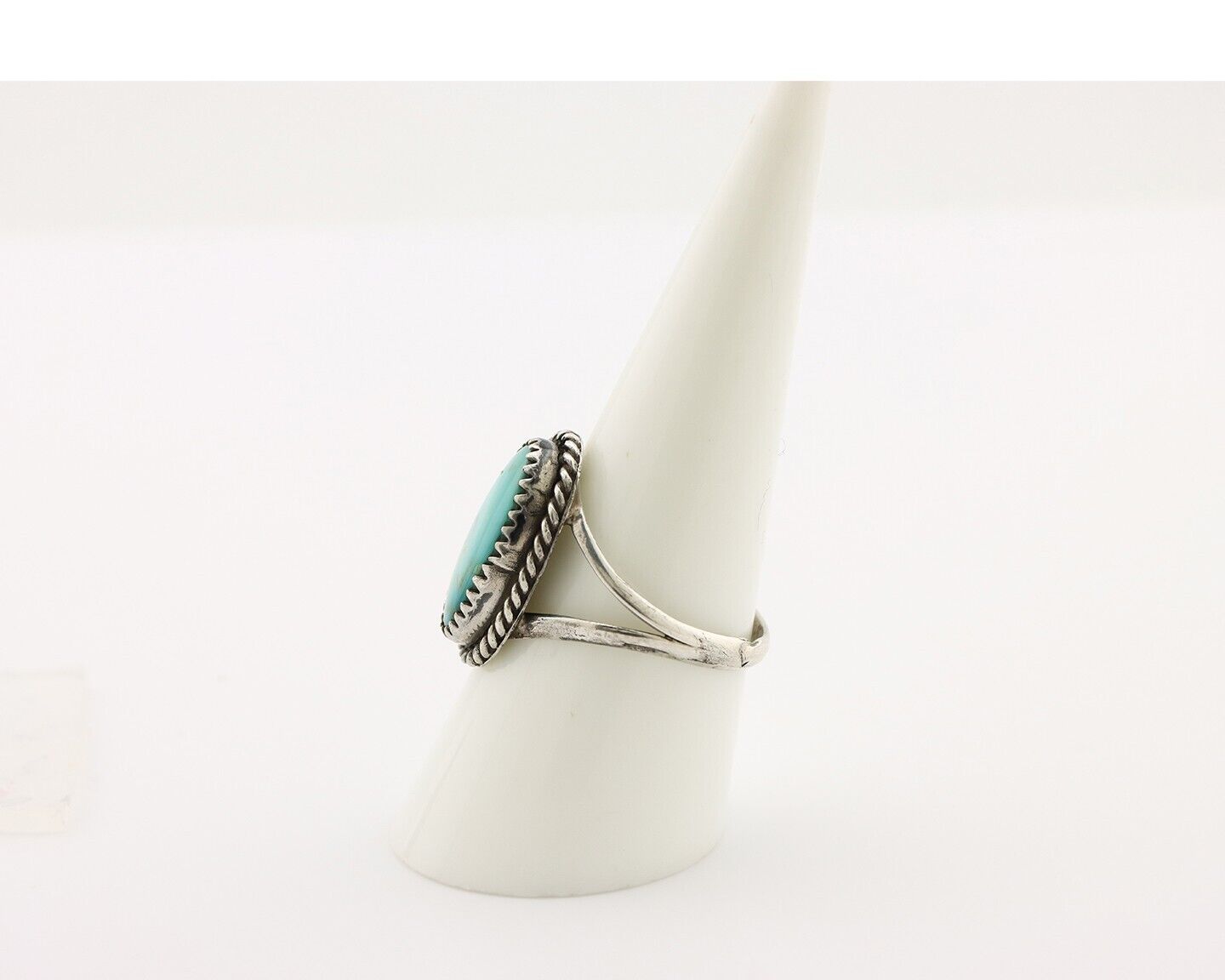 Navajo Ring 925 Silver Kingman Turquoise Native American Artist C.80's