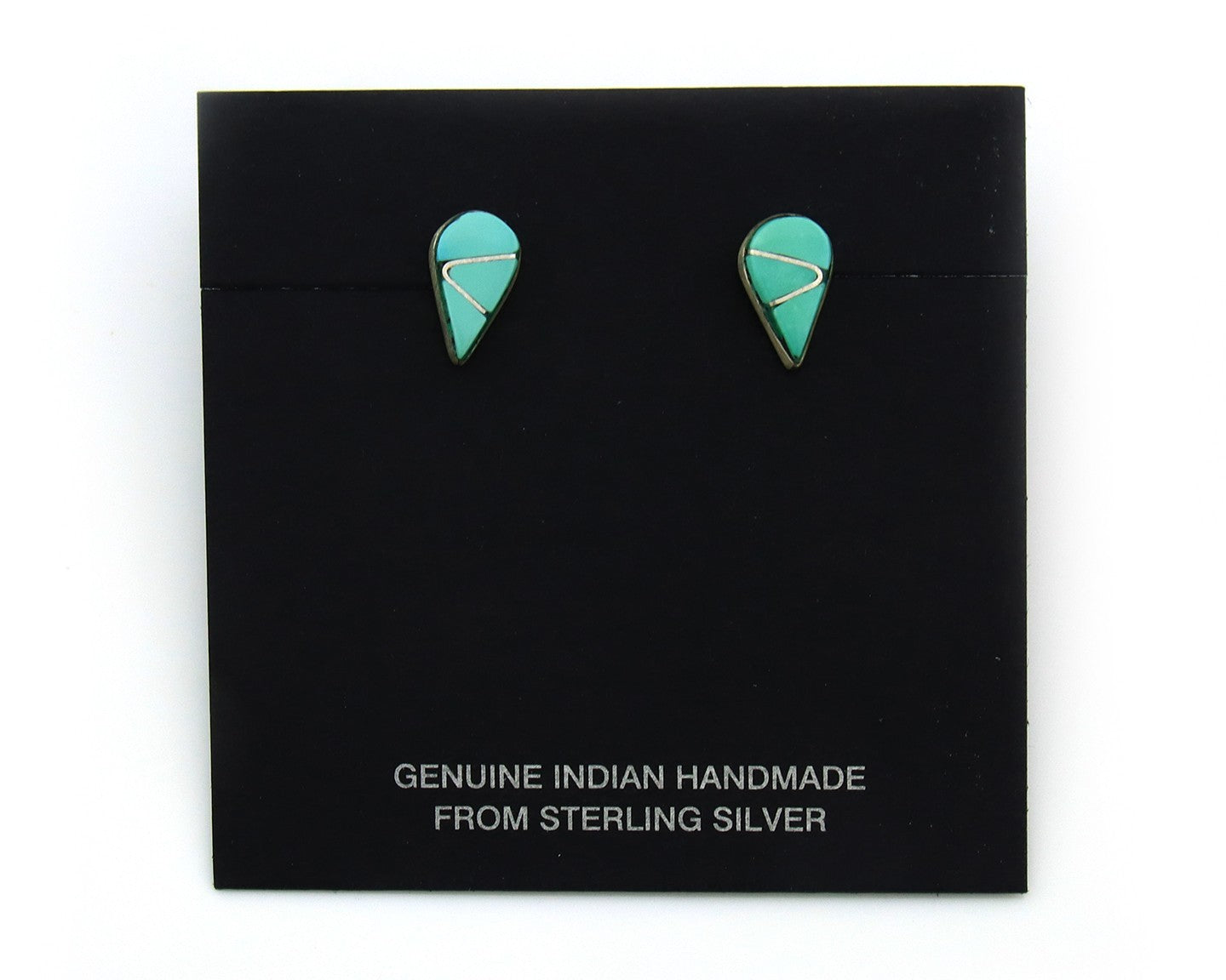Navajo Earrings Sterling Silver Inlaid Turquoise Vintage