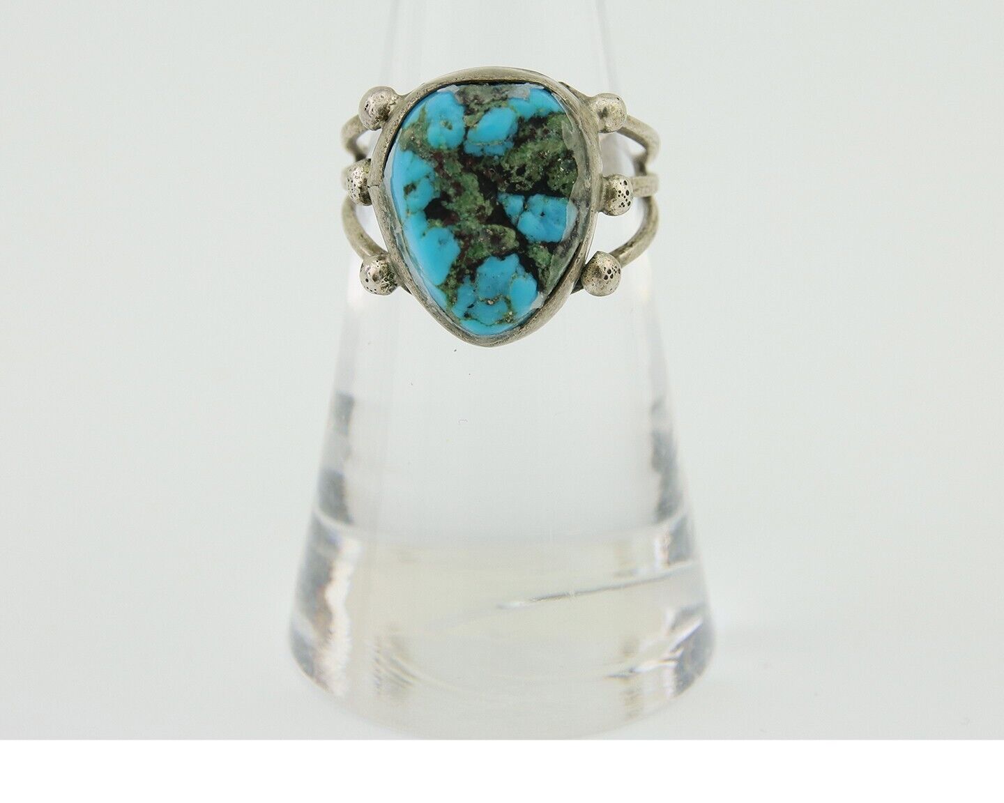 Navajo Handmade Ring 925 Silver Sleeping Beauty Turquoise Artist C.80's