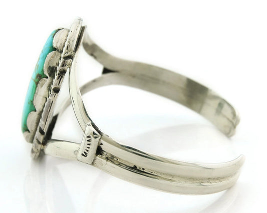 Navajo Cuff Bracelet Sterling Silver Turquoise Handmade Vintage Signed Sunrise