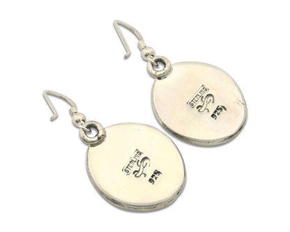 Navajo Earrings 925 Silver Eagle Natural Turquoise Signed Gecko C80s