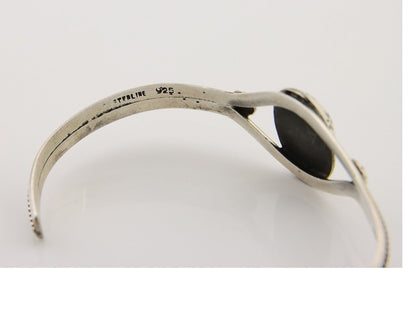 Navajo Hand Stamped Cuff Bracelet Turquoise 925 Silver Native American Artist