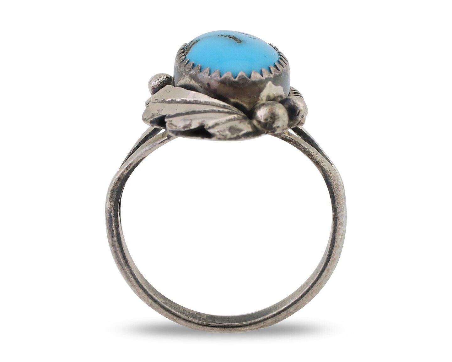 Navajo Ring 925 Silver Sleeping Beauty Turquoise Signed Justin Morris C.80's