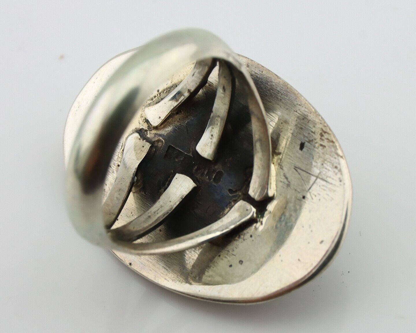 Navajo Ring 925 Silver Natural Blue Turquoise Signed M Montoya C.80's