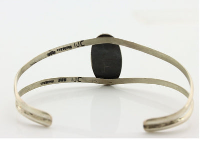 Navajo Bracelet 925 Silver Kingman Turquoise Artist Signed IJC C.80's