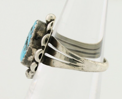 Navajo Ring 925 Silver Sleeping Beauty Turquoise Artist Signed SC C.80's