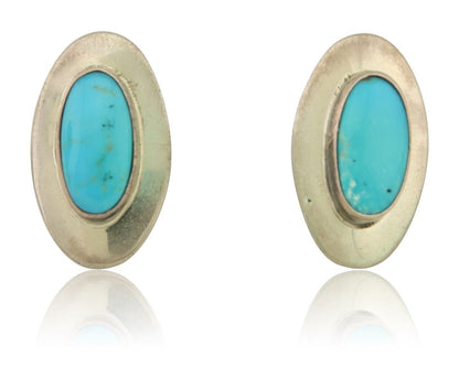 Navajo Earrings 925 Silver Natural Turquoise Native American Artist C.80's