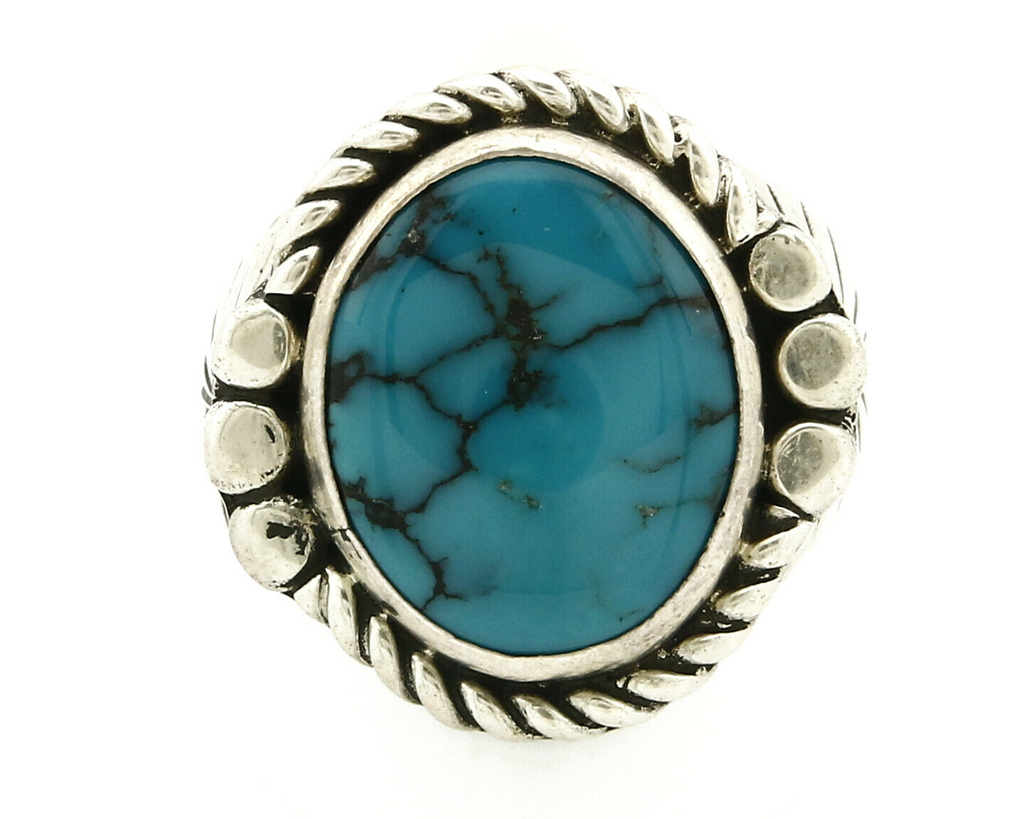 Navajo Ring .925 SOLID Silver China Mountain Turquoise Signed Doug Zachary C.80