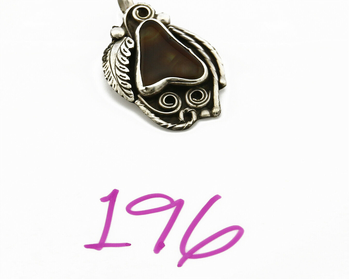 Navajo Josephine Rojas Natural Mined Fire Agate .925 Silver Handmade Pendant