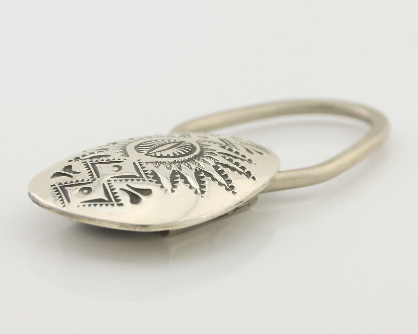 Navajo Hand Stamped Key Chain .925 Silver Handmade Native American Artist C.80's