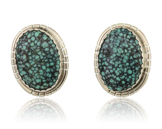 Navajo Earrings 925 Silver Mine 8 Turquoise Native American Artist C.80's