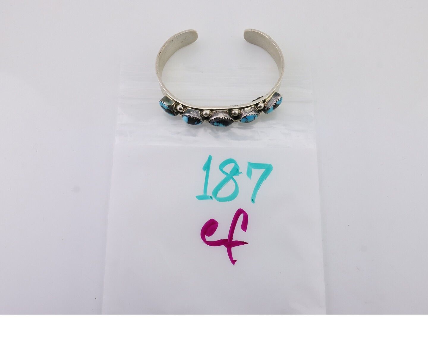 Navajo Cuff Bracelet 925 Silver Natural Turquoise Signed C Jones C.80's