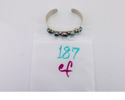 Navajo Cuff Bracelet 925 Silver Natural Turquoise Signed C Jones C.80's