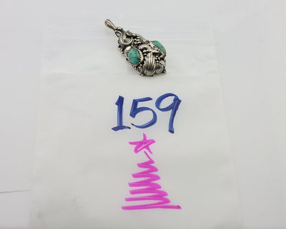 Navajo Pendant 925 Silver Natural Bisbee Turquoise Signed Tom Willeto C.80's