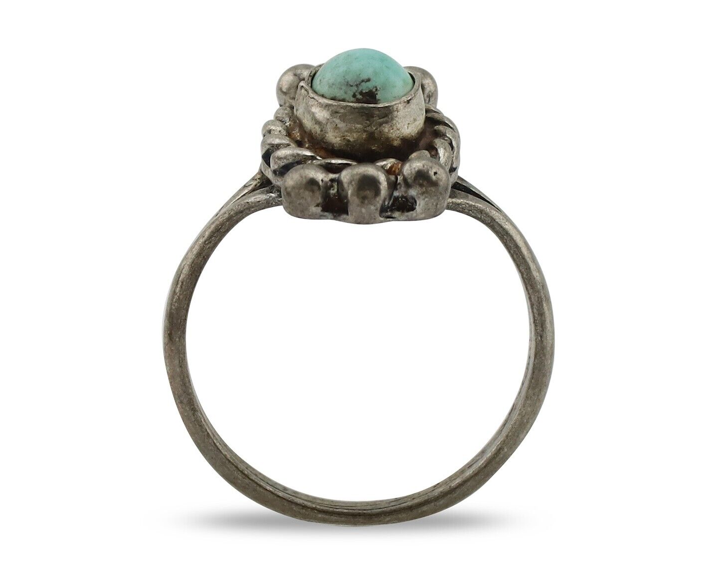 Navajo Ring 925 Silver Natural Blue Turquoise Native American Artist C.1980's