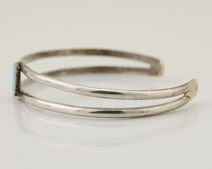 Navajo Hand Stamped Cuff Bracelet Turquoise 925 Silver Native American Artist