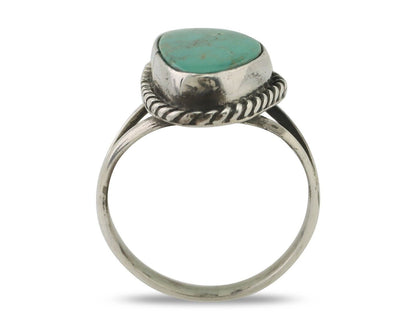 Navajo Ring 925 Silver Blue Gem Turquoise Artist Signed Rabbit Stick C.80's