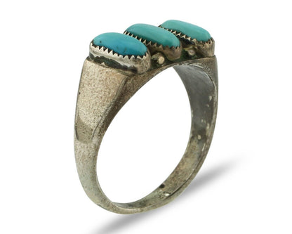 Zuni Ring .925 Silver Natural Sleeping Beauty Turquoise Signed R. LULE C.80's