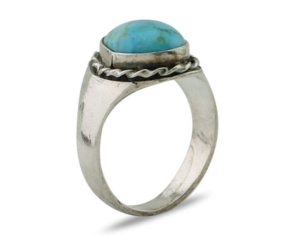 Navajo Ring 925 Silver Sleeping Beauty Turquoise Native Artist C.80's