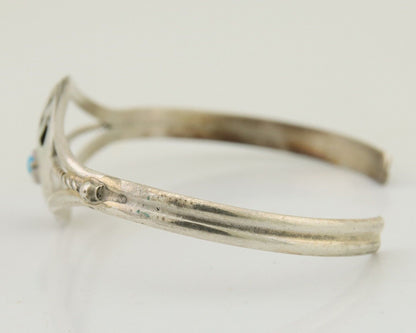 Navajo Paw Bracelet 925 Silver Blue Turquoise Native American Artist C.80's