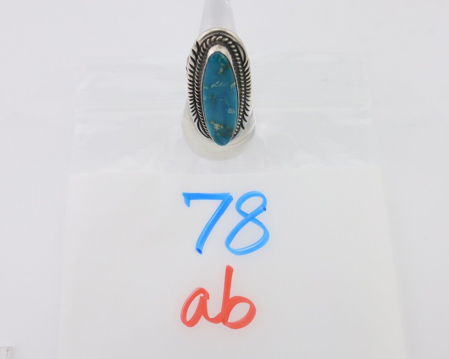 Navajo Ring 925 Silver Blue Turquoise Artist Signed William Denetdale C.80's