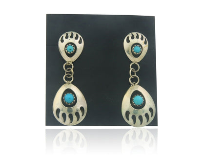 Navajo Earrings 925 Silver Natural Turquoise Native American Artist C80s