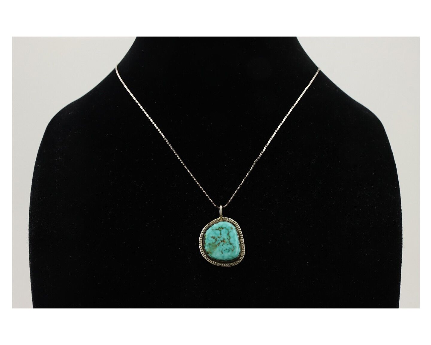 Navajo Pendant 925 Silver Natural Blue Turquoise Artist Signed G Yazzie C.80's